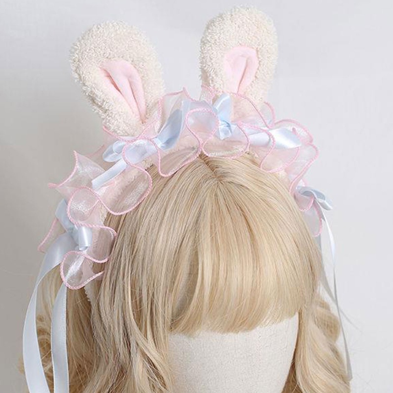 Băng Đô Cài Tóc Hình Thỏ Bông Phong Cách Lolita Đáng Yêu