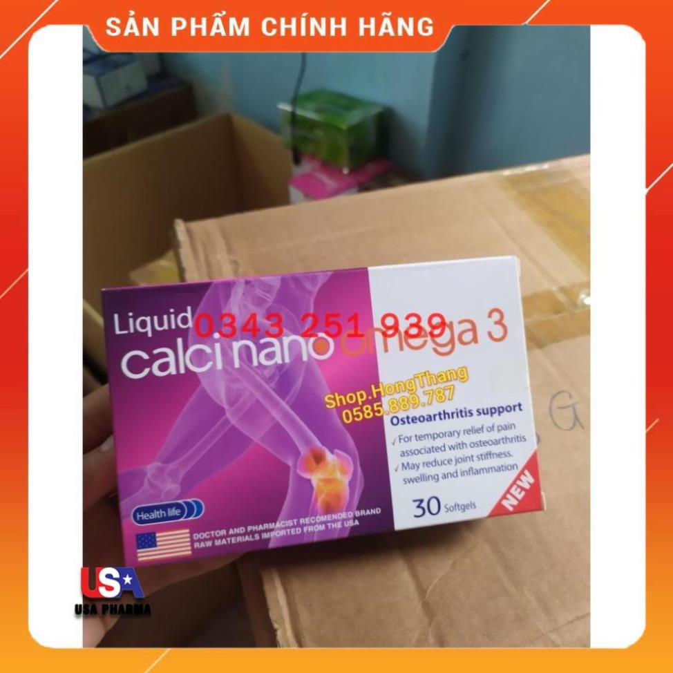 Viên uống canxi Liquid Calci nano omega 3  - Phòng ngừa loãng xương, phát triền chiều cao - Hộp 30 viên
