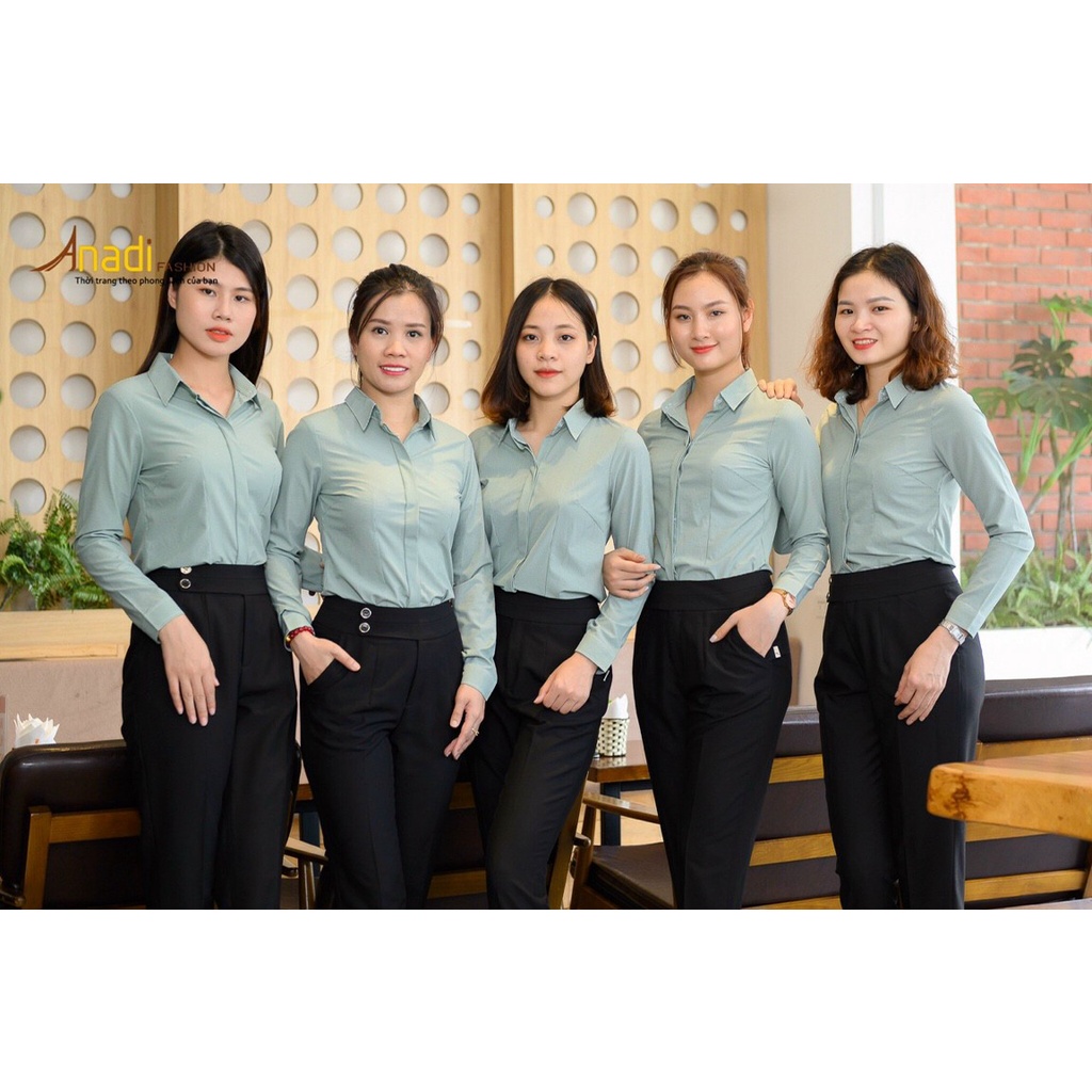 Áo Sơ Mi Nữ Tay Dài Đẹp Cao Cấp Anadi Fashion Công Sở Dài Tay Caro Nhí Chất Lụa Mềm Mịn Mát Không Nhăn Không Xù A233