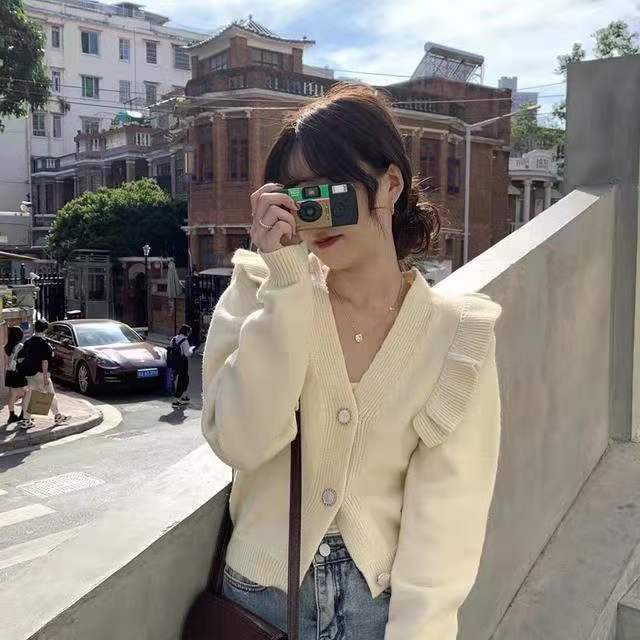 Áo len xinh cổ phối viền bèo Retro Style chất len mềm mịn dày dặn