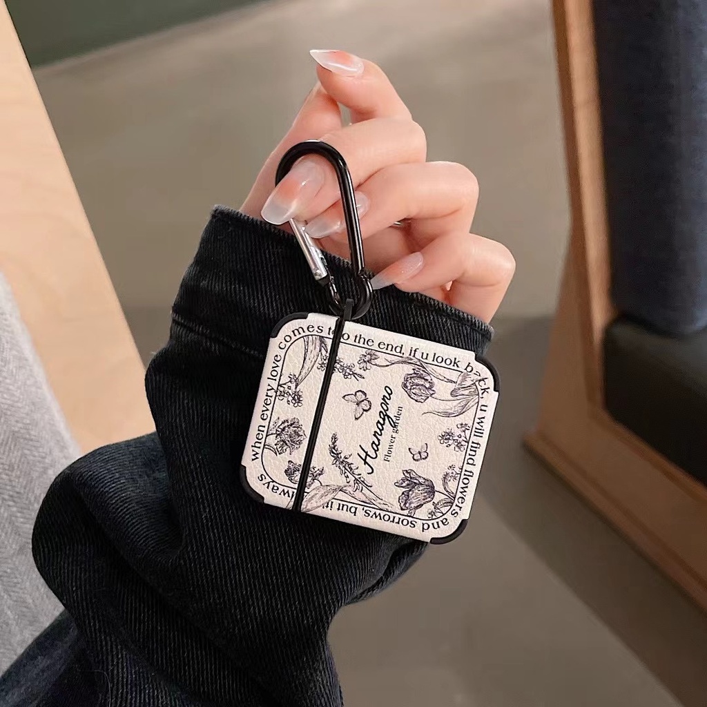 Vỏ bọc bảo vệ hộp sạc tai nghe da phối TPU silicone màu đen/ trắng thích hợp cho Airpods 1 2 3 Pro 3 2021
