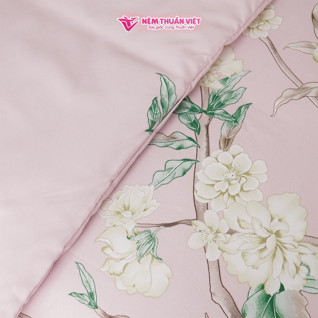 Bộ Ga Giường Tencel Thuần Việt Cao Cấp - Hồng TVM09 (4 Món)