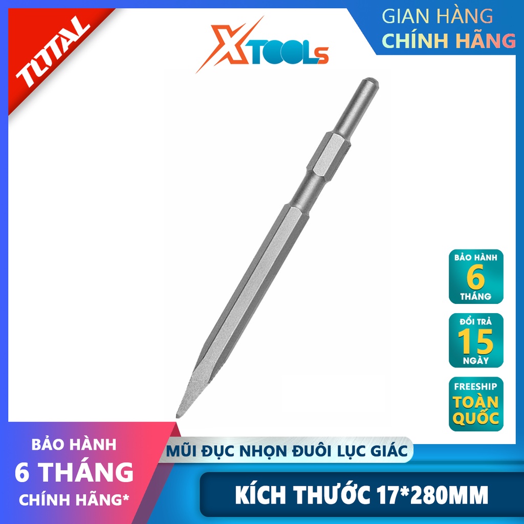 Mũi đục nhọn đuôi lục giác Total TAC153171 | mũi đục nhọn size 17x280mm, nhọn, độ bền cao, chịu nhiệt [XTOOLS]