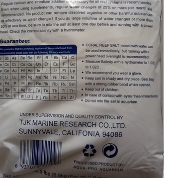 Muối USA pha nước biển cho bể cá nước mặn và bể san hô Coral reef salt 6.5kg