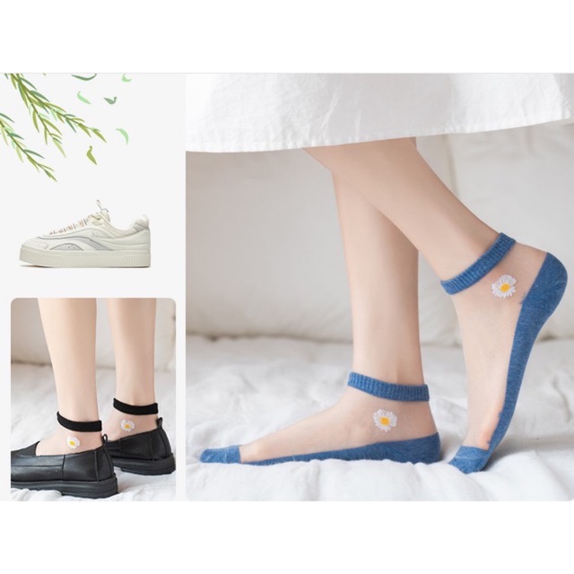 🧦Vớ lưới nữ cổ ngắn Hoa Cúc Siêu Hot ( kèm túi Zip )
