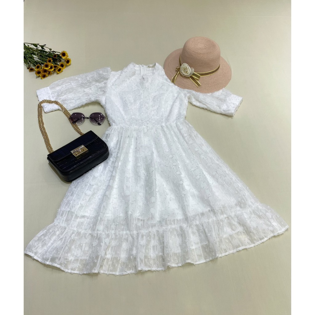 Đầm nữ sơ mi tùng xòe GUMAC màu trắng dễ thương DB645 | BigBuy360 - bigbuy360.vn