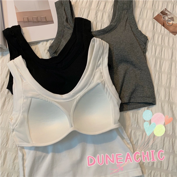 DUNEA Áo Hai Dây Cổ Tròn Có Đệm Ngực Gợi Cảm Cho Nữ