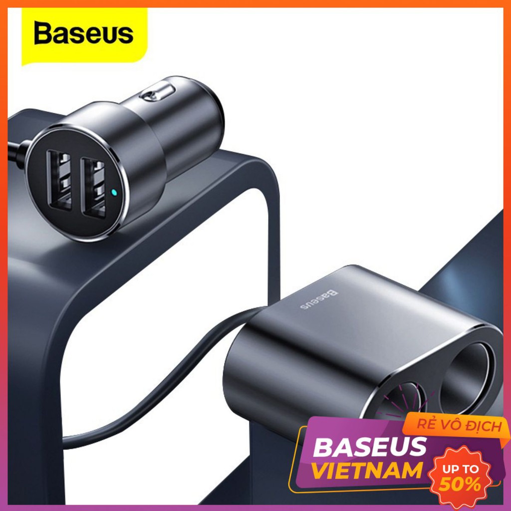 Tẩu sạc đa năng tích hợp bộ chia cổng sạc Baseus High Efficiency 1 to 2 Cigarette Lighter