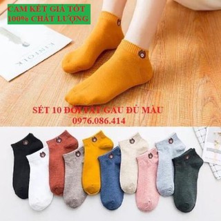 Sét 10 đôi tất gấu kèm túi