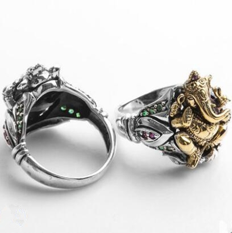 Nhẫn Thép Không Gỉ Hình Voi May Mắn Thời Trang punk Chất Lượng Cao Cá Tính Dành Cho Nam