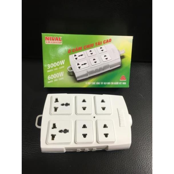 Ổ cắm điện Nival 6 lỗ chịu tải cao 3000-6000w