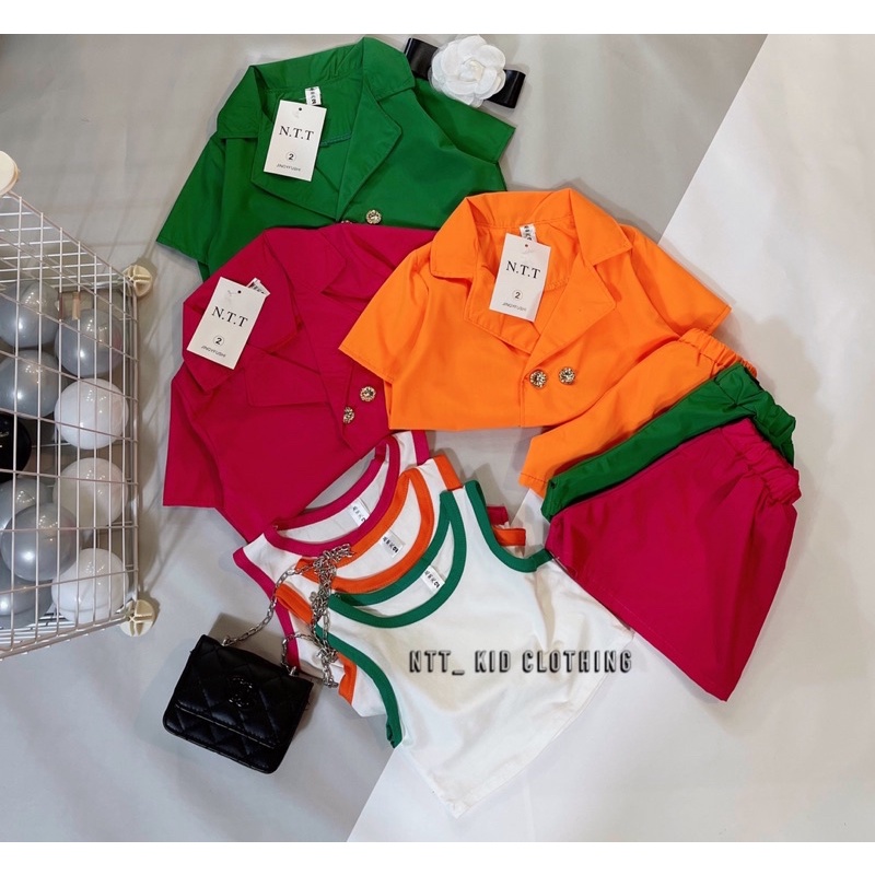 Bộ 3 chi tiết giả vest bé gái