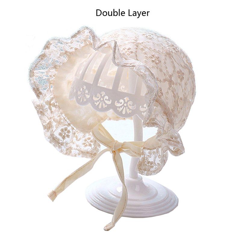 Mũ Bonnet ren thoáng khí đạo cụ chụp ảnh dễ thương cho bé sơ sinh
