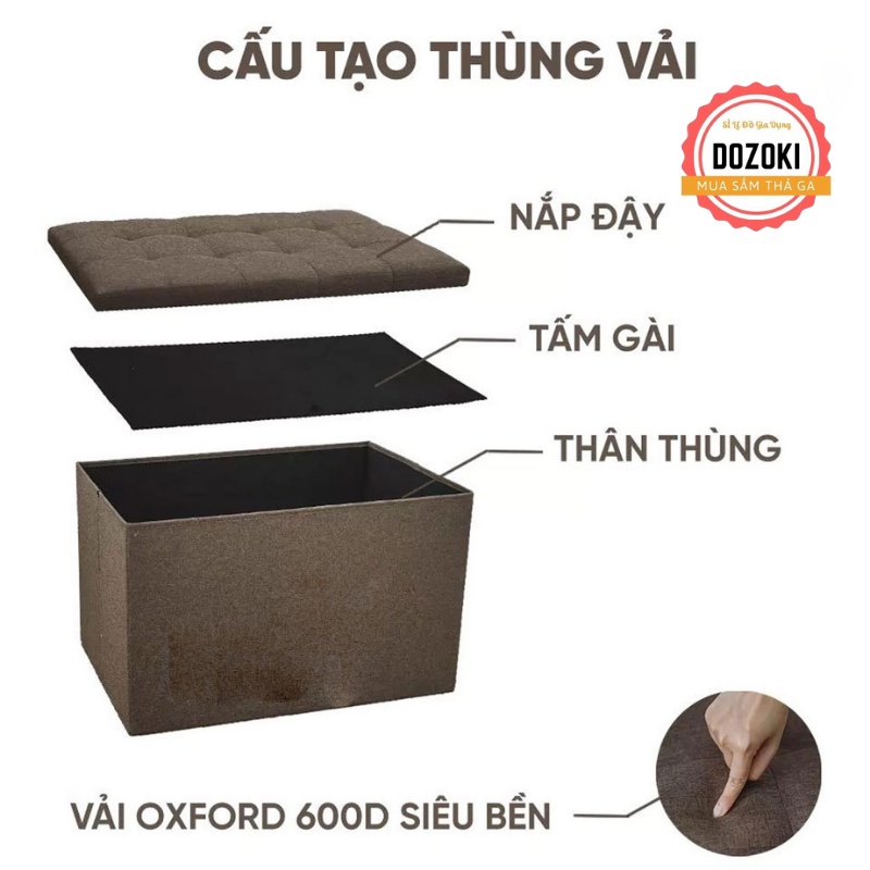 Hộp Đựng Đồ Kiêm Ghế Ngồi Đa Năng - Ghế Ngồi Kiêm Hộp Đựng Đồ Có Thể Gấp Gọn Tiện Dụng