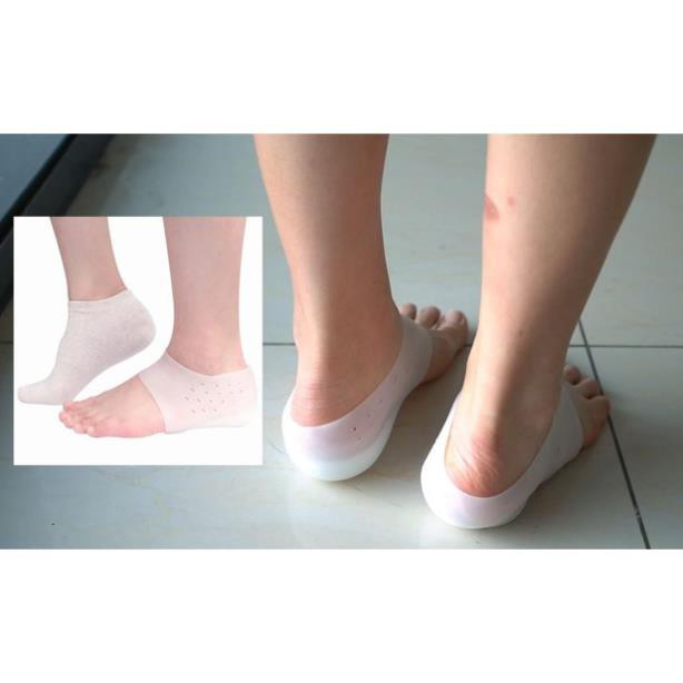 Cặp đệm gót chân tăng 3cm chiều cao silicon chống trượt| Tất độn gót chân tăng chiều cao