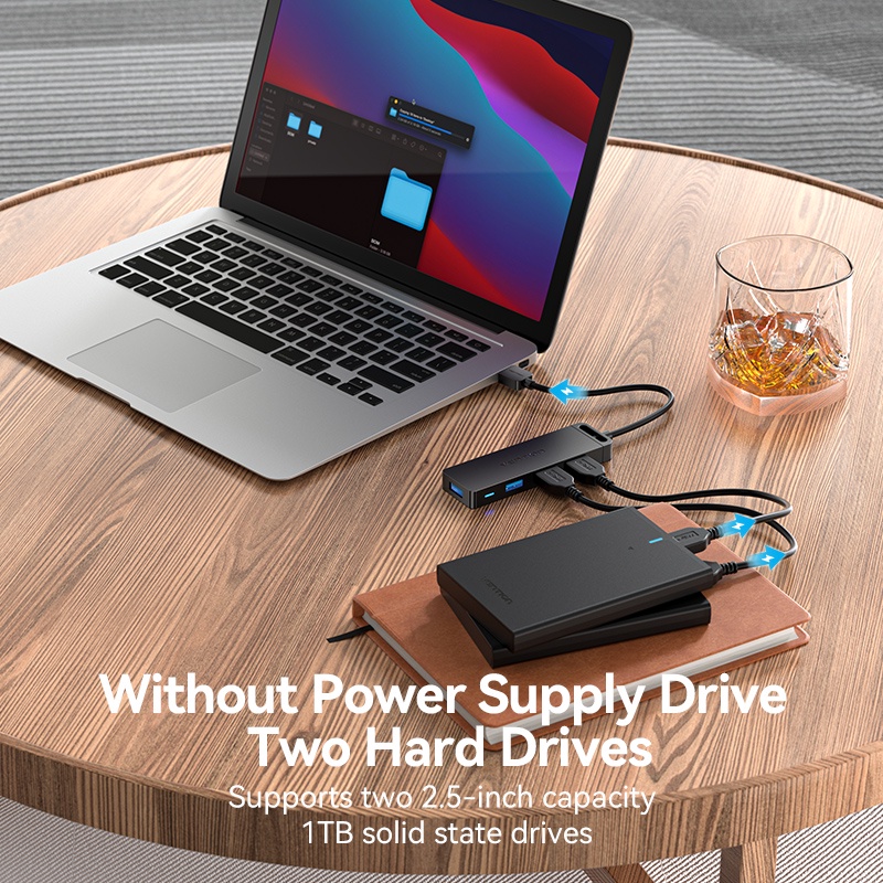 VENTION Bộ Chia 4 Cổng USB 3.0 Tốc Độ Cao Đa Năng Cho Macbook PC