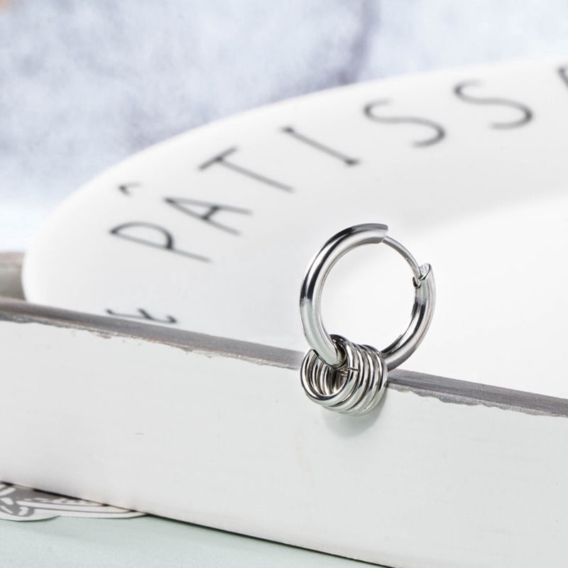 Khuyên tai khoen tròn chất liệu thép titan thời trang hiphop đường phố cá tính