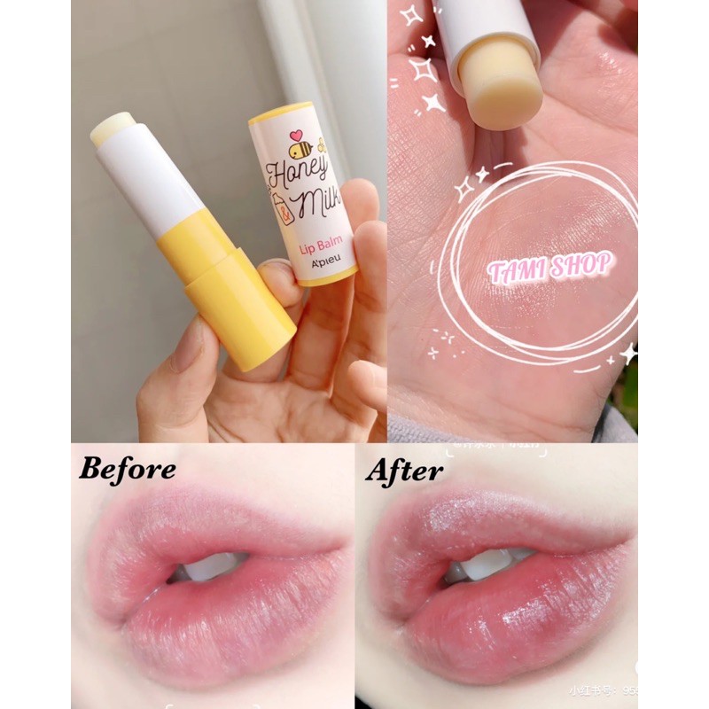 BỘ DƯỠNG MÔI MẬT ONG APIEU HONEY &amp; MILK LIPBALM / LIP SCRUB / LIP OIL / LIP SLEEPING PACK