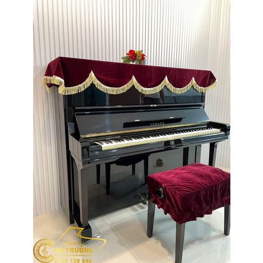 Khăn phủ đàn và phủ ghế đàn Piano nhung đỏ
