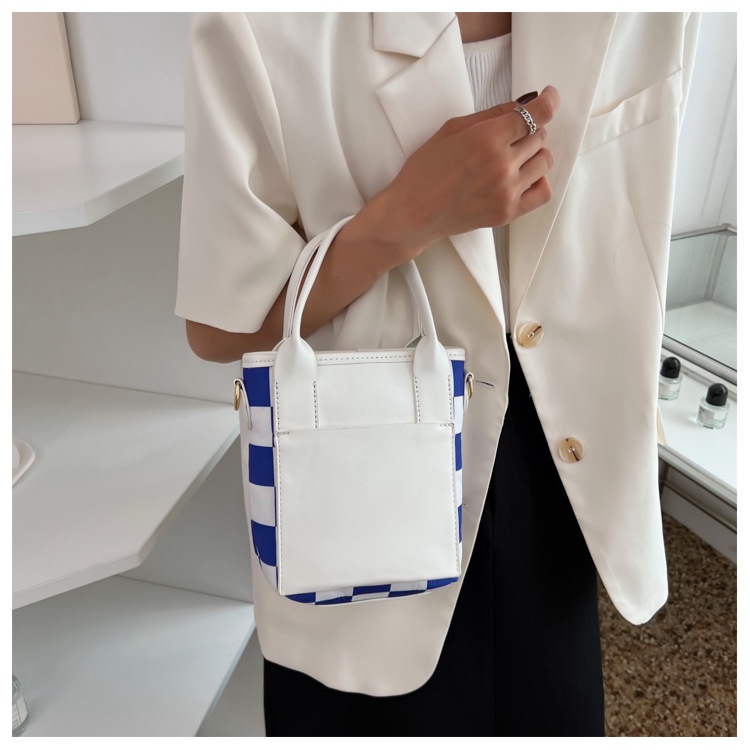 Túi đeo vai IELGY kẻ sọc ca rô màu tương phản thời trang đơn giản cho nữ
