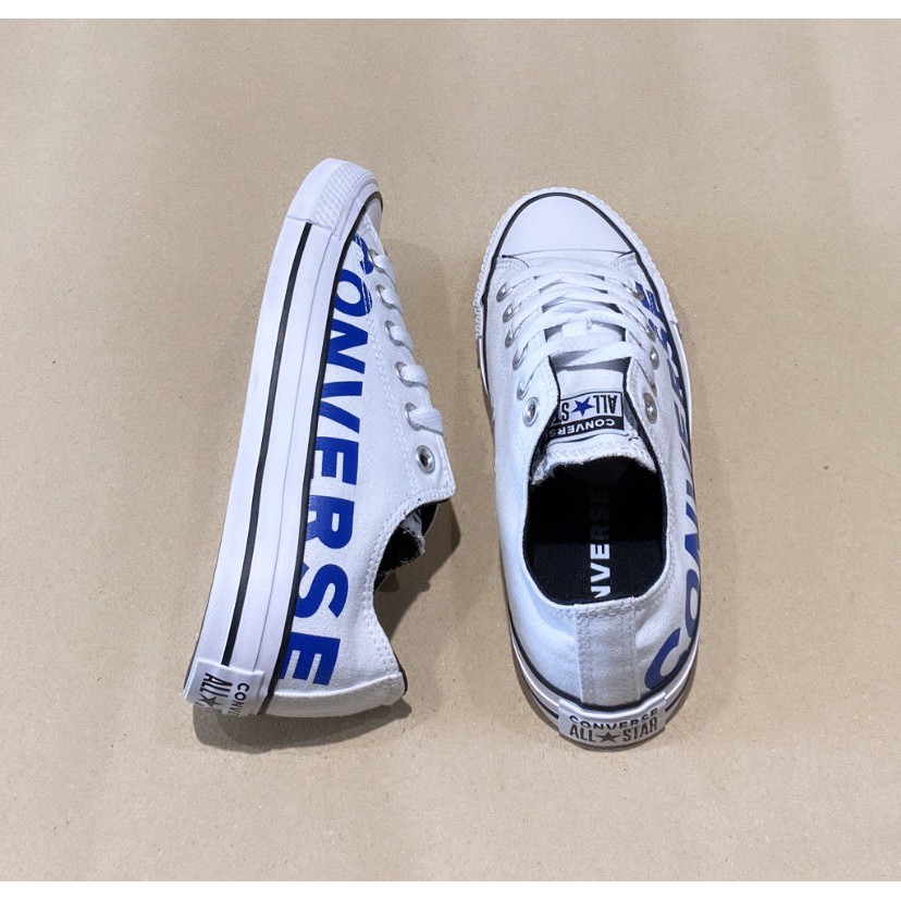 Giày Converse wordmark trắng chữ xanh cổ thấp
