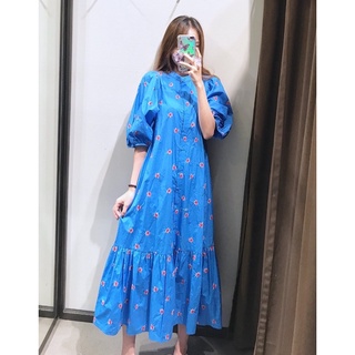 Đầm suôn xanh hoa nhí