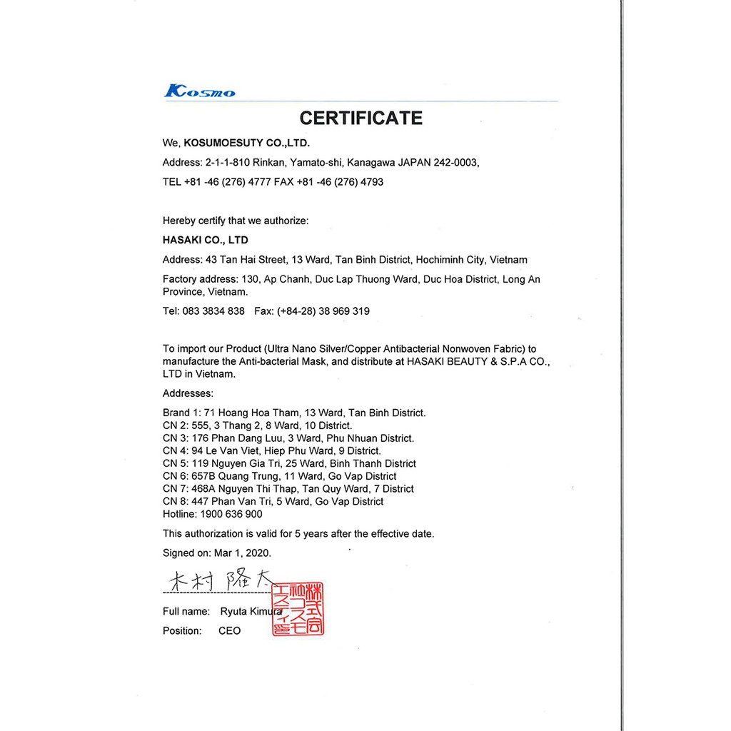 Khẩu Trang Vải Kháng Khuẩn Hasaki 3D Duo Nano Silver 4 Lớp Không Van