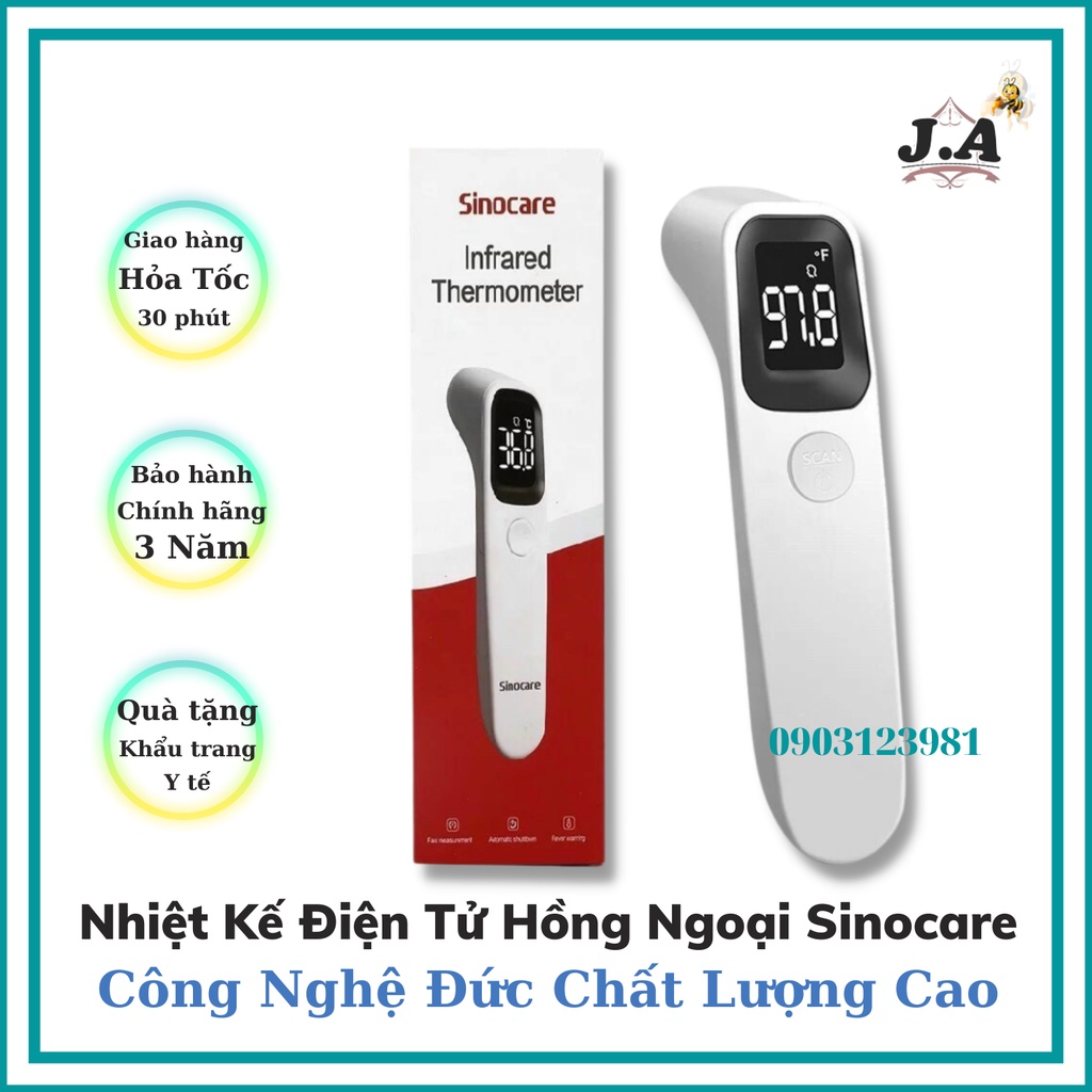 Nhiệt Kế Điện Tử Hồng Ngoại Sinocare Đo Tai, Đo Trán Có Cảnh Báo Sốt, Chính Hãng Bảo Hành 1 Đổi 1 Trong 3 Năm JA Shop