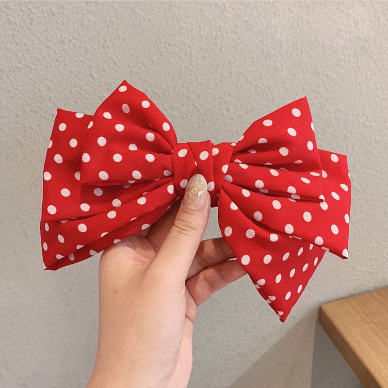 Kẹp tóc hình nơ vải chiffon họa tiết xinh xắn ngọt ngào cho nữ