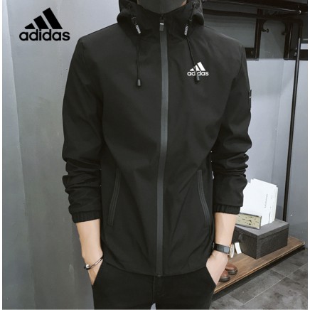 Men's Adidas Jacket and Autumn Casual Jacket plus Korean Men's Breathable Windproof Hat