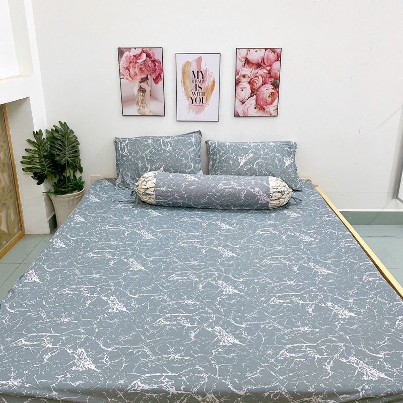 BỘ 4 DRAP GA THUN LANH HÀN  VÂN ĐÁ MỀM MƯỚT SANG CHẢNH COOL NGẦU