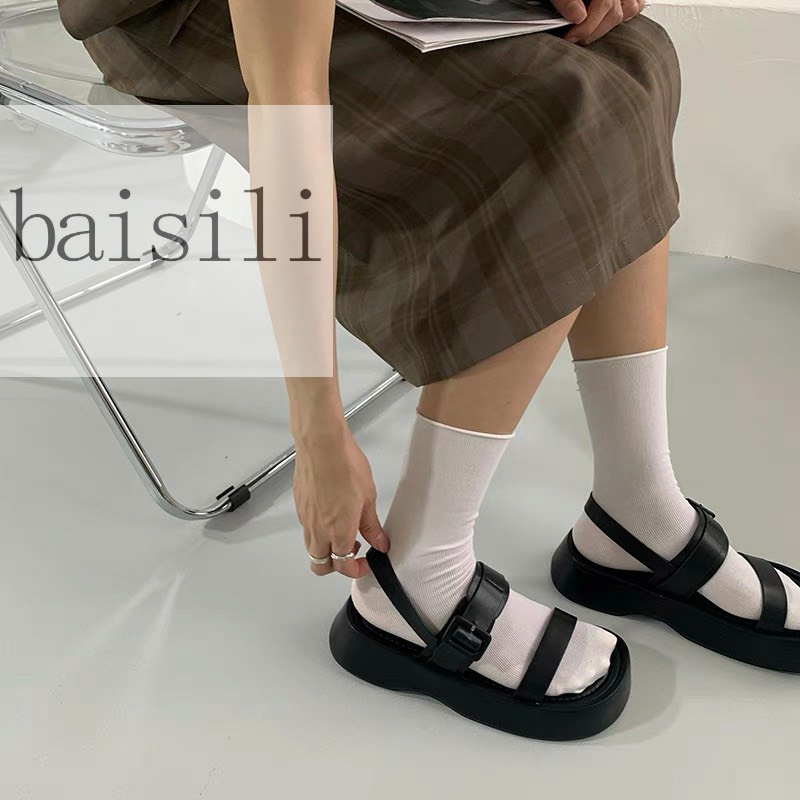 SANDAL NỮ BAISILI - GIÀY THỜI TRANG PHONG CÁCH XUỒNG NỮ TÍNH HAI QUAI NGANG TRƠN ĐẾ BẰNG BS220902