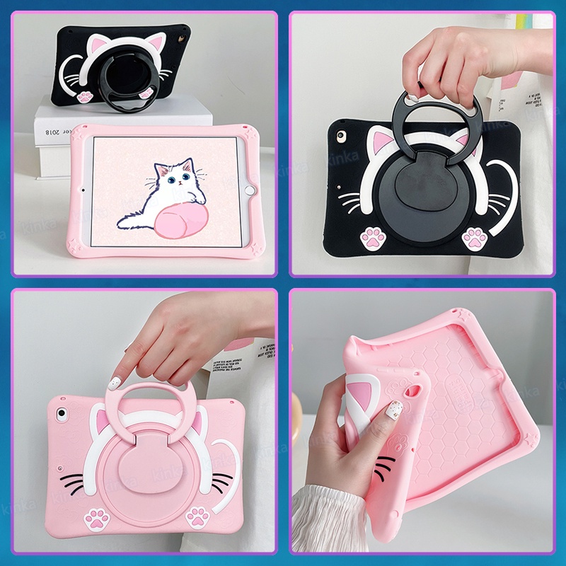 Ốp Máy Tính Bảng Silicon Mềm Chống Sốc Có Giá Đỡ Xoay 360 Độ Cho Samsung Galaxy Tab A8 10.5 SM-X200 X205 X207 A7 Lite 8.7 T220 T225 10.4 T500 T505 T507 A 8.0 T290 T295 T297 S6 Lite P610 P615 P613 P615 10.1 T510