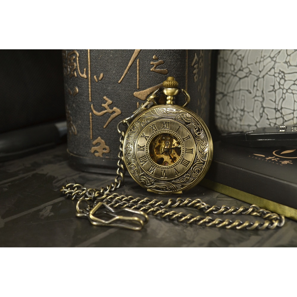 Đồng Hồ Quả Quýt Chạm Khắc Hình Bộ Xương