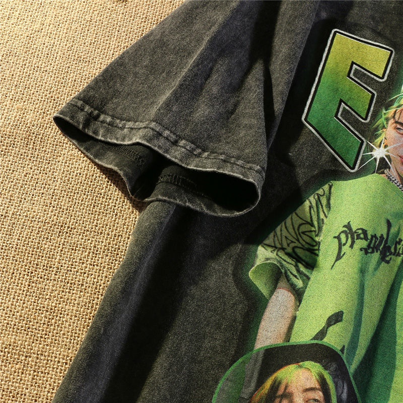 Áo thun IELGY tay ngắn dáng rộng in họa tiết thời trang hip hop cổ điển cá tính cho nữ