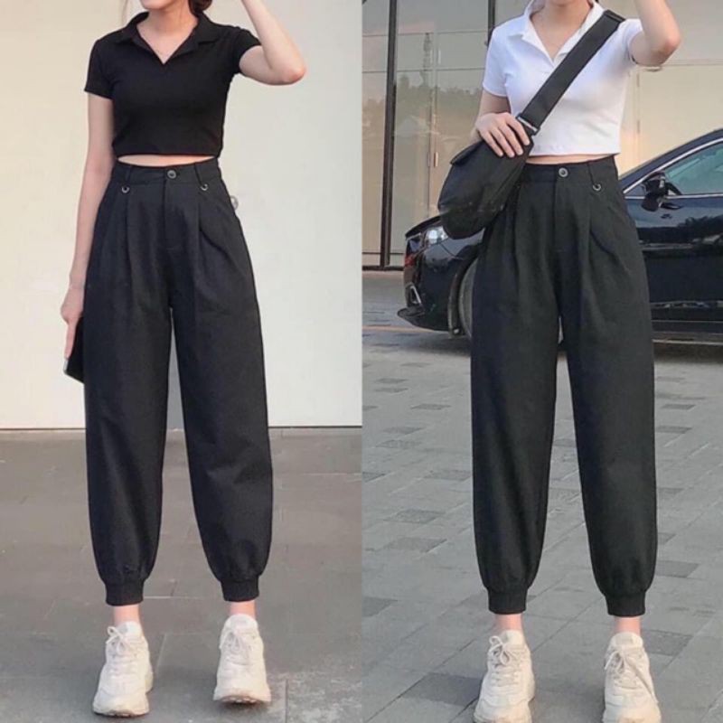 [Free ship+Video Thật Size M L XL Quần jogger cạp cao chất kaki