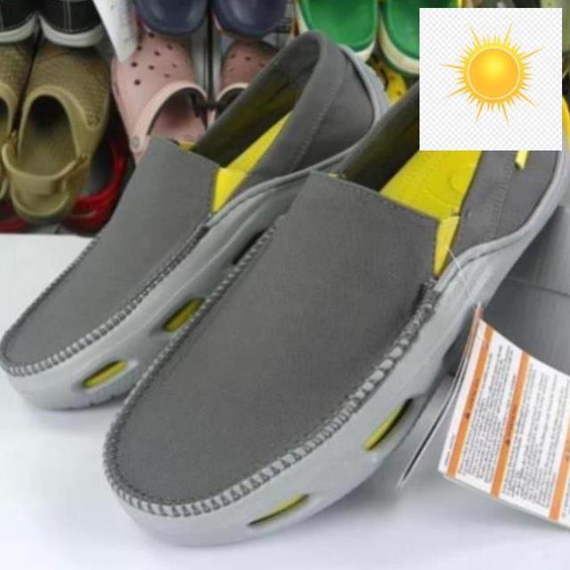 GIÀY LƯỜI VẢI CROSS TIDELINE SLIP ON CHO NAM MÀU XÁM P09 🤳✍️