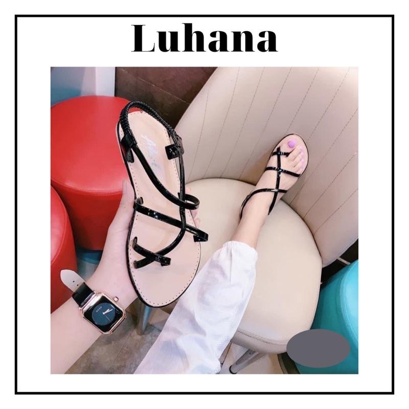 Dép sandal nữ đế bằng xỏ ngón, Sandal học sinh quai sau co giãn không khoá cài Luhana thời trang.Ms: SDB 01