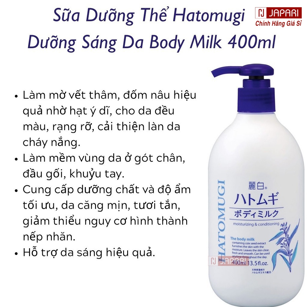 Sữa Dưỡng Thể Hatomugi Trắng Da và Kem Chống Nắng NHẬT BẢN - Sữa Dưỡng Thể Body Hatomugi Dưỡng Ẩm Ngày Đêm kcn GENB