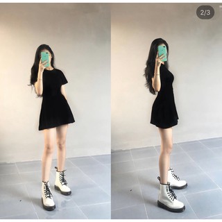 ĐẦM THUN ĐEN TAY LỠ