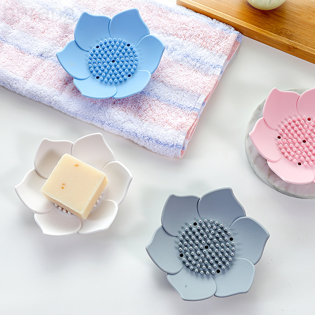 Storage Plate Silicone Draining Holder Flower Shape Storage Organizer for Bathroom Kitchen burang