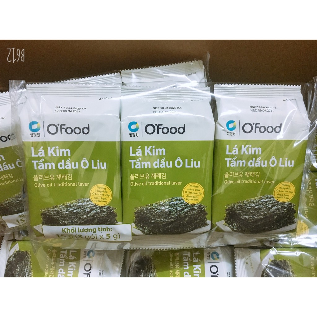 Lốc 03 Gói Rong Biển tẩm dầu oliu Ăn Liền O'food Miwon, hàng mới về