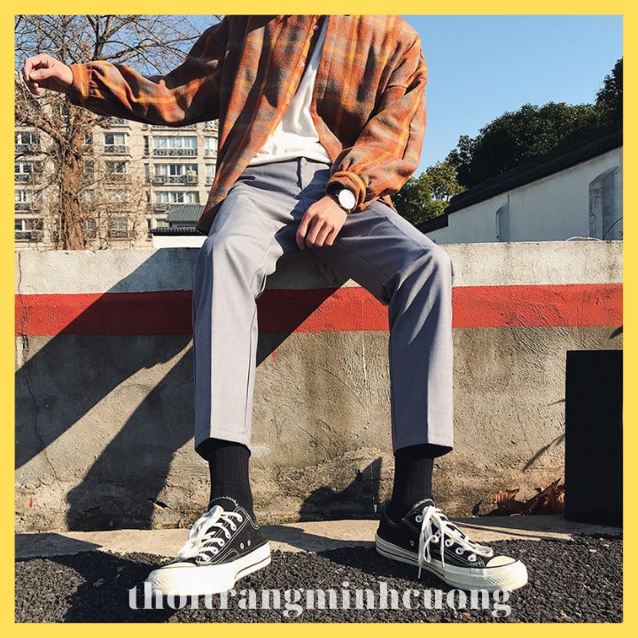 Quần tây ống rộng dáng baggy nam phong cách Hàn Quốc, quần nam ống suông mặc co giãn siêu dễ chịu - QB | BigBuy360 - bigbuy360.vn