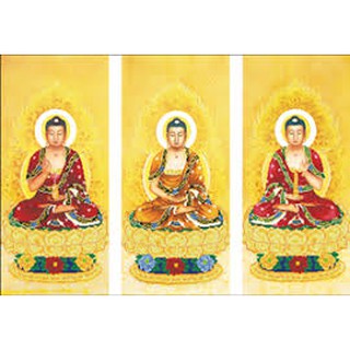 Tranh đính đá tam thế phật, df2836, 128x79cm, chưa đính