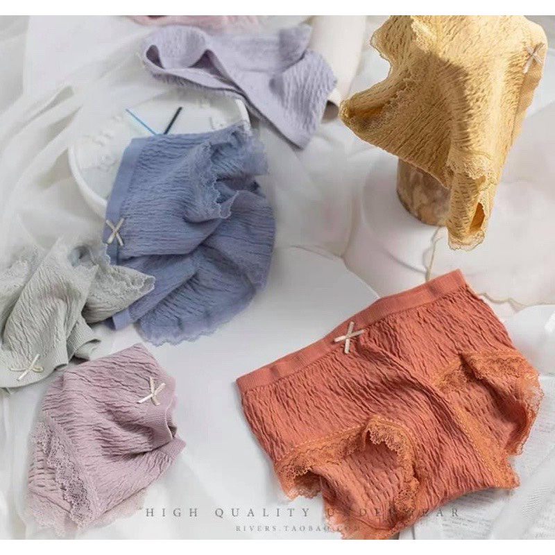 ( SHOPDUYENCUONG ) Combo 10 Chiếc Quần Lót Nữ Cotton Kháng Khuẩn Vải Nhăn Cạp Gắn Nơ chất đẹp