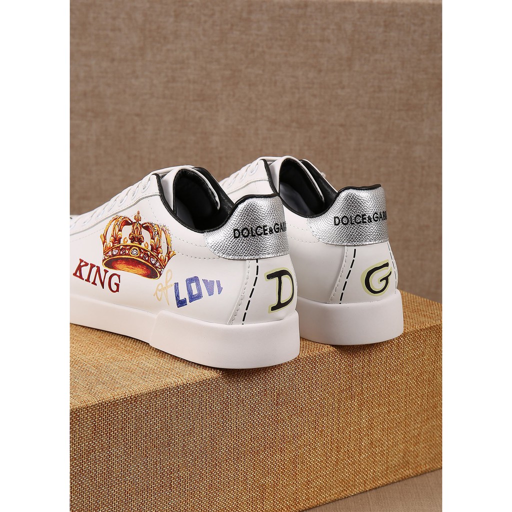 Giày sneakers nam da thật Dolce&Gabbana họa tiết sáng tạo, độc đáo mang đến phong cách tươi mới