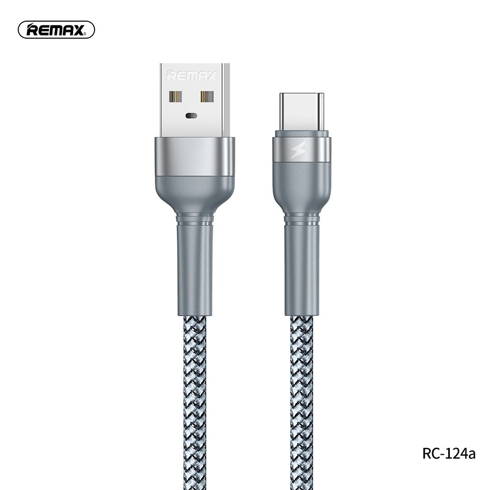 Cáp sạc nhanh cổng Type C Remax RC-124a thân bọc kim loại Max 2.4A