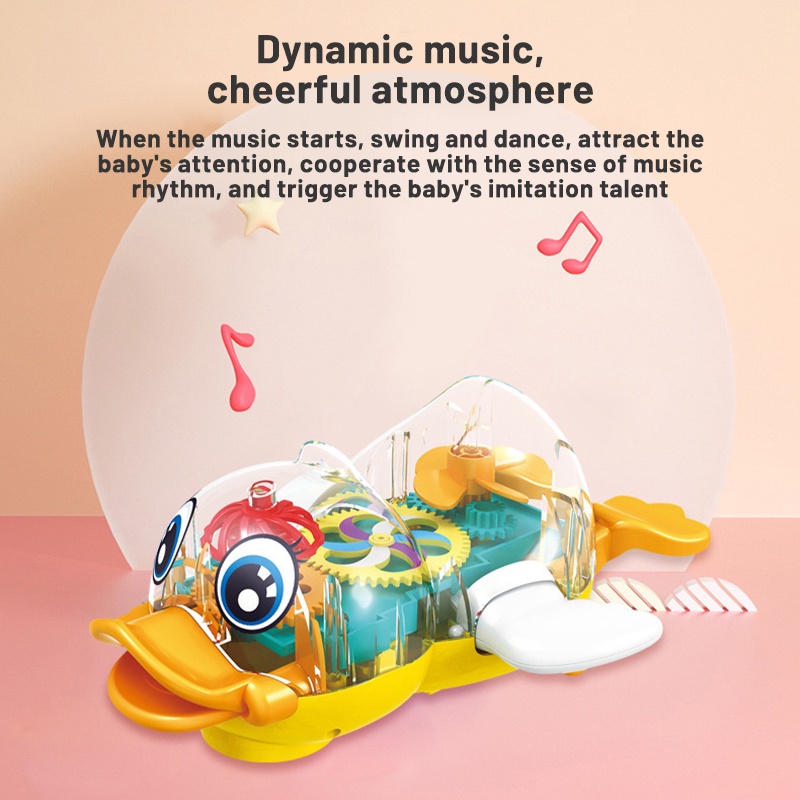 ZHAN QI TOYS Đồ chơi xe kiểu dáng chú vịt hoạt hình trong suốt có nhạc và đèn vui nhộn