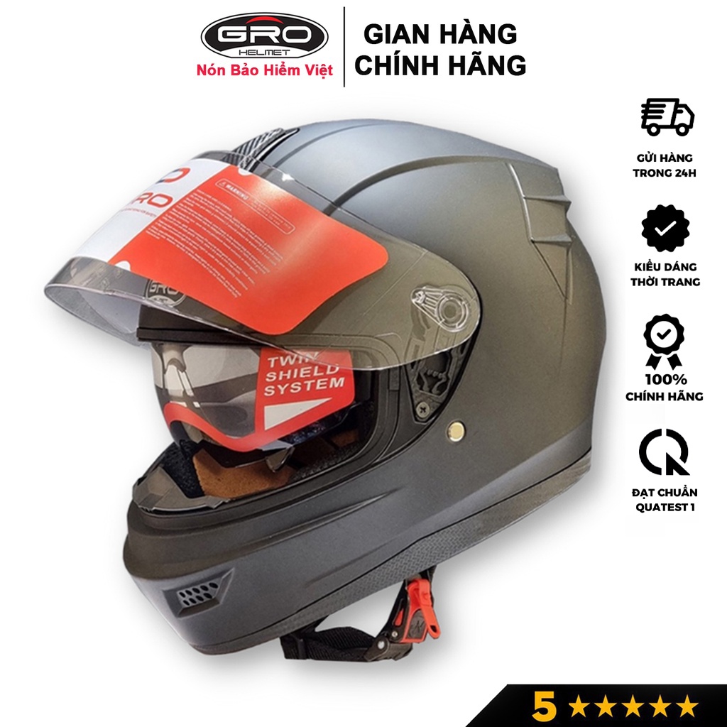 Mũ bảo hiểm Fullface GRO ST26 cao cấp, thể thao, thời trang freesize (56-59cm) phù hợp cho cả nam và nữ