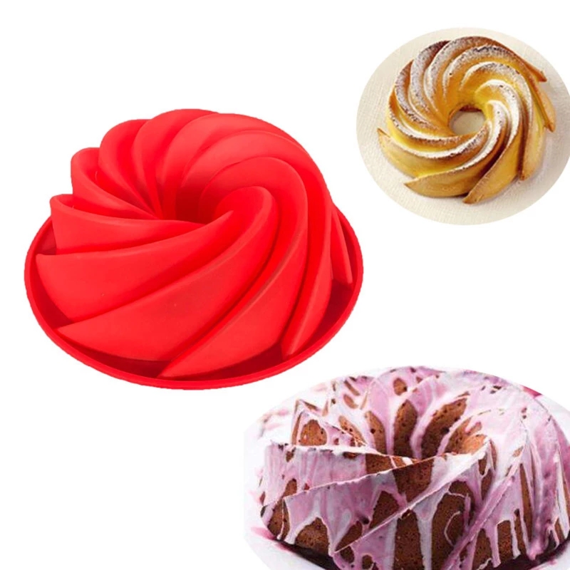 Khuôn Silicone Làm Bánh Không Dính Tạo Hình Xoắn Ốc 3D DIY
